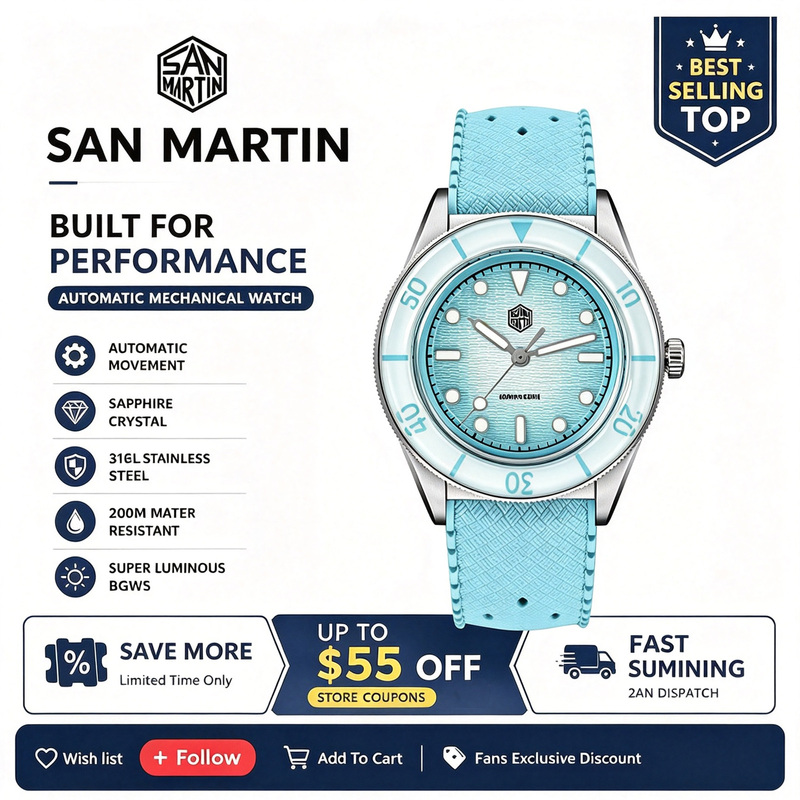 Sapphire Crystal Display - Orologio da Donna San Martin Modello