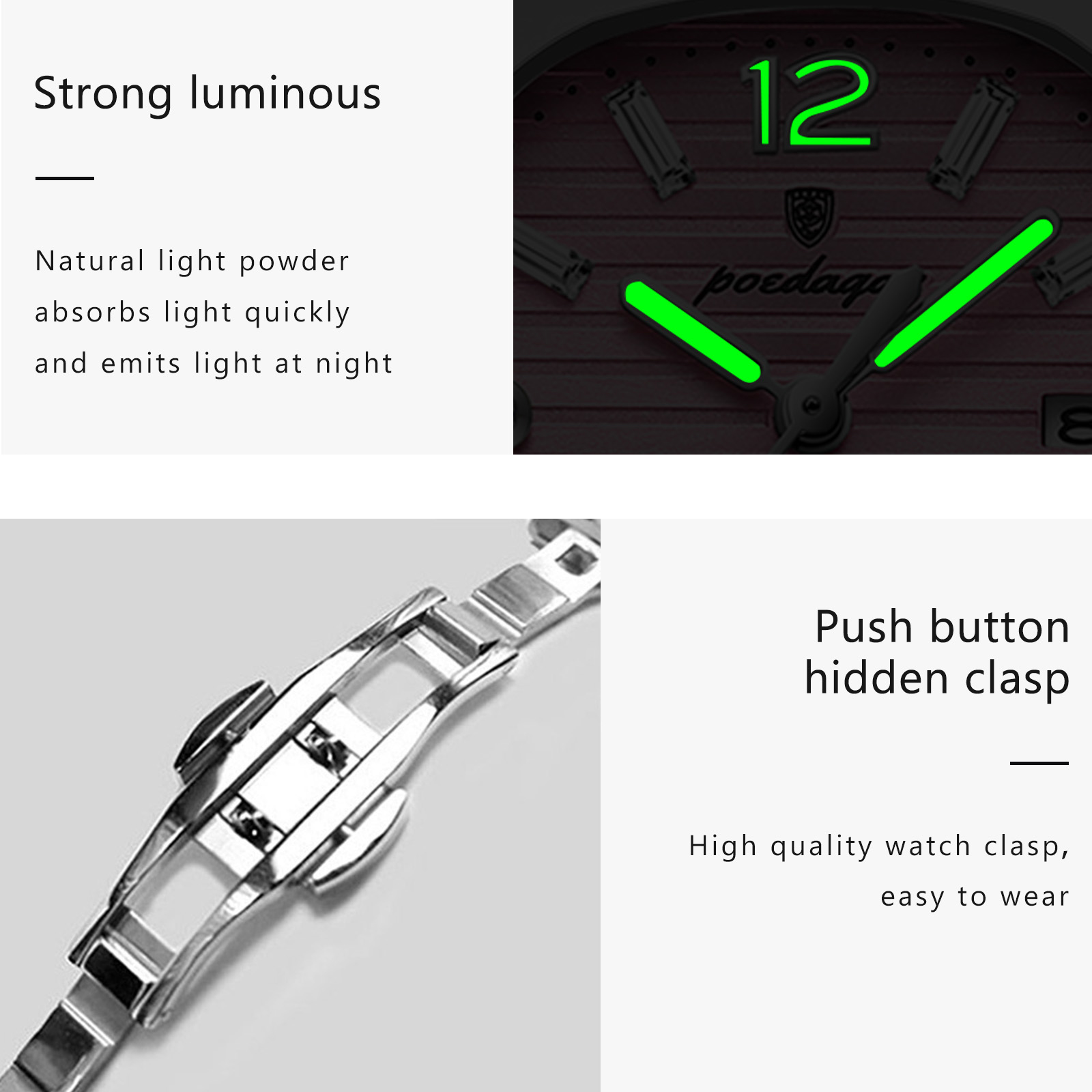 POEDAGAR Orologio da polso da  - Luxury Watch Square recensione e prezzo